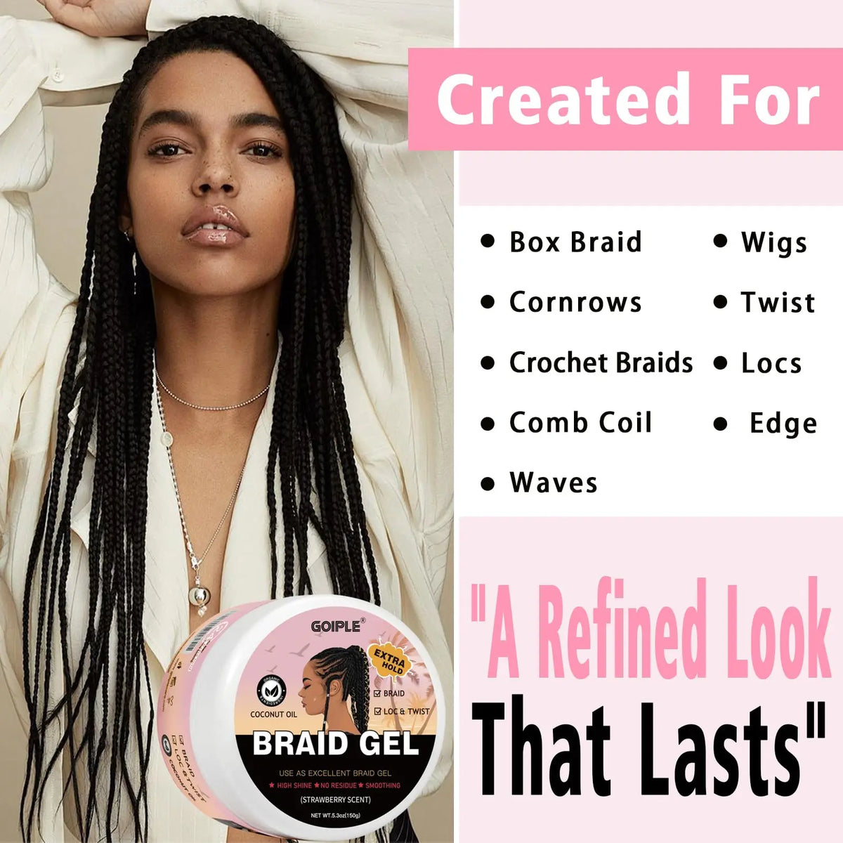 Goiple Strawberry Braid Gel Loc and Twist Styling Pomade 150g
