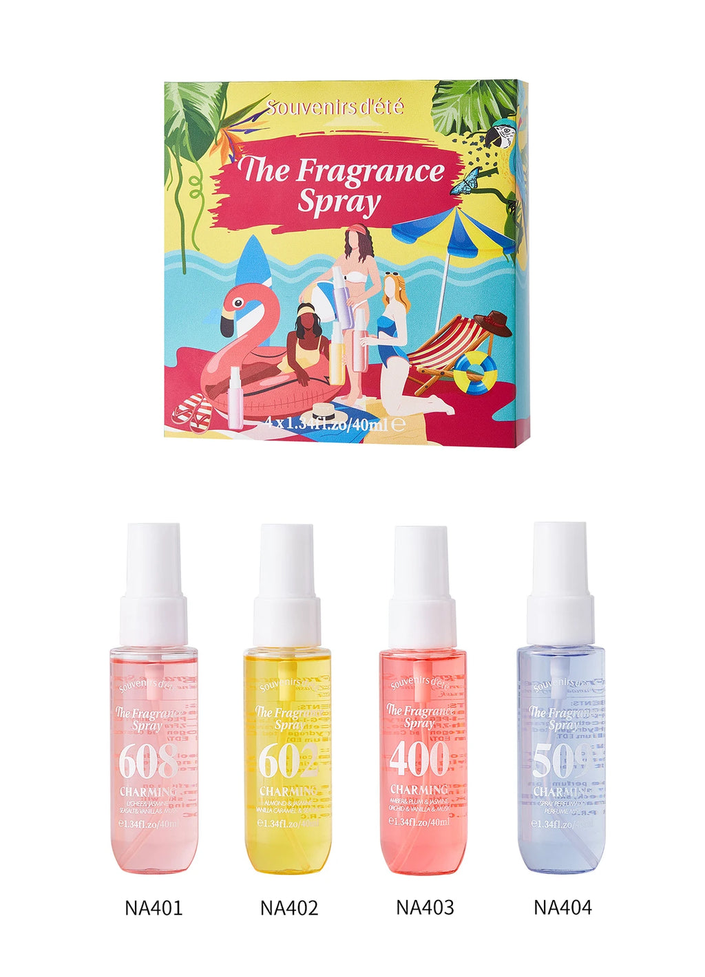 4 Piece Floral Fragrance Mist Set Long Lasting Scent Spray for Her