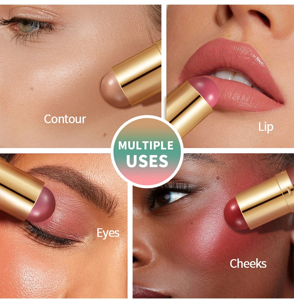 Dual-Ended Cream Bronzer and Blush Stick for Face and Lips - 11