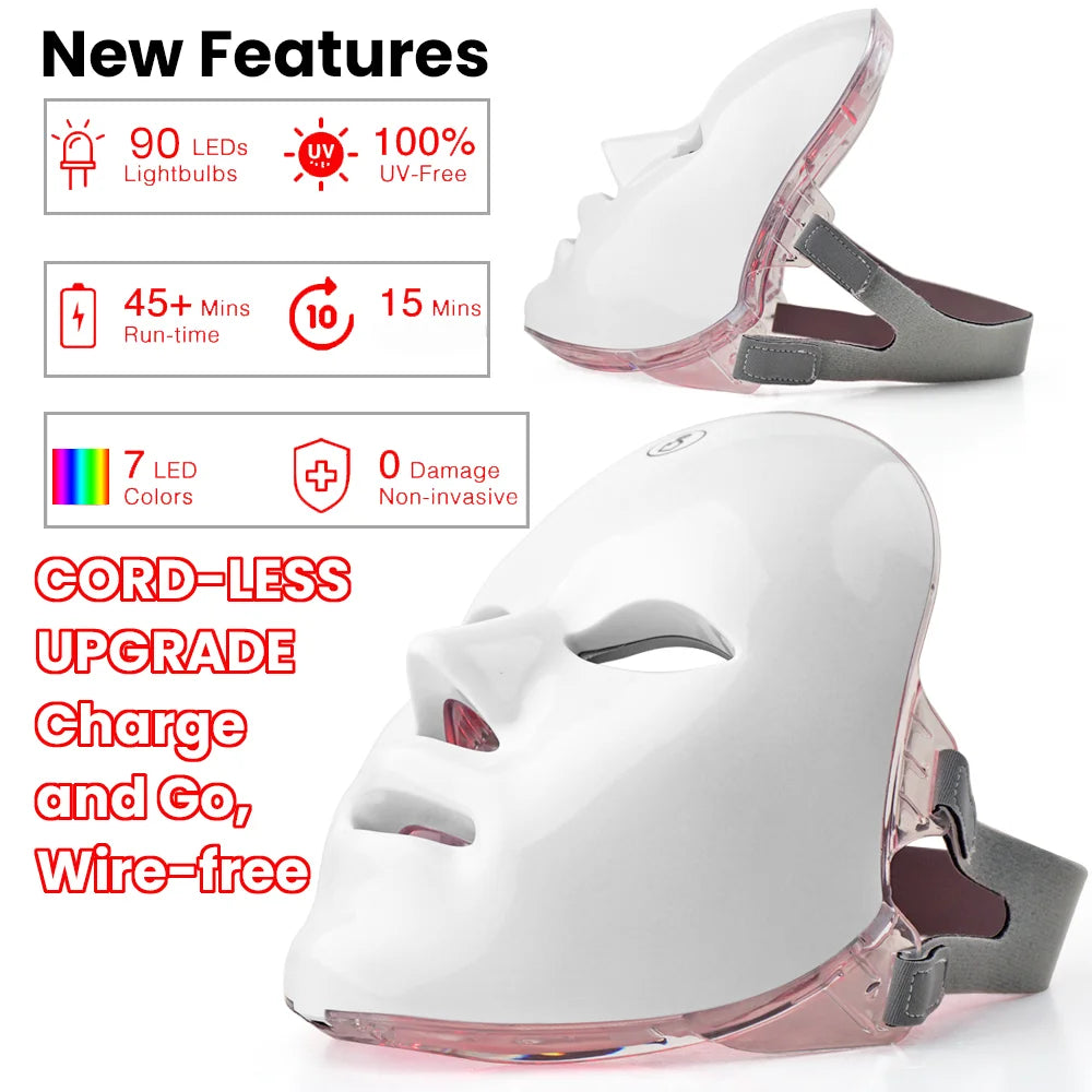 7-Color LED Light Therapy Face Mask for Skin Rejuvenation - 2