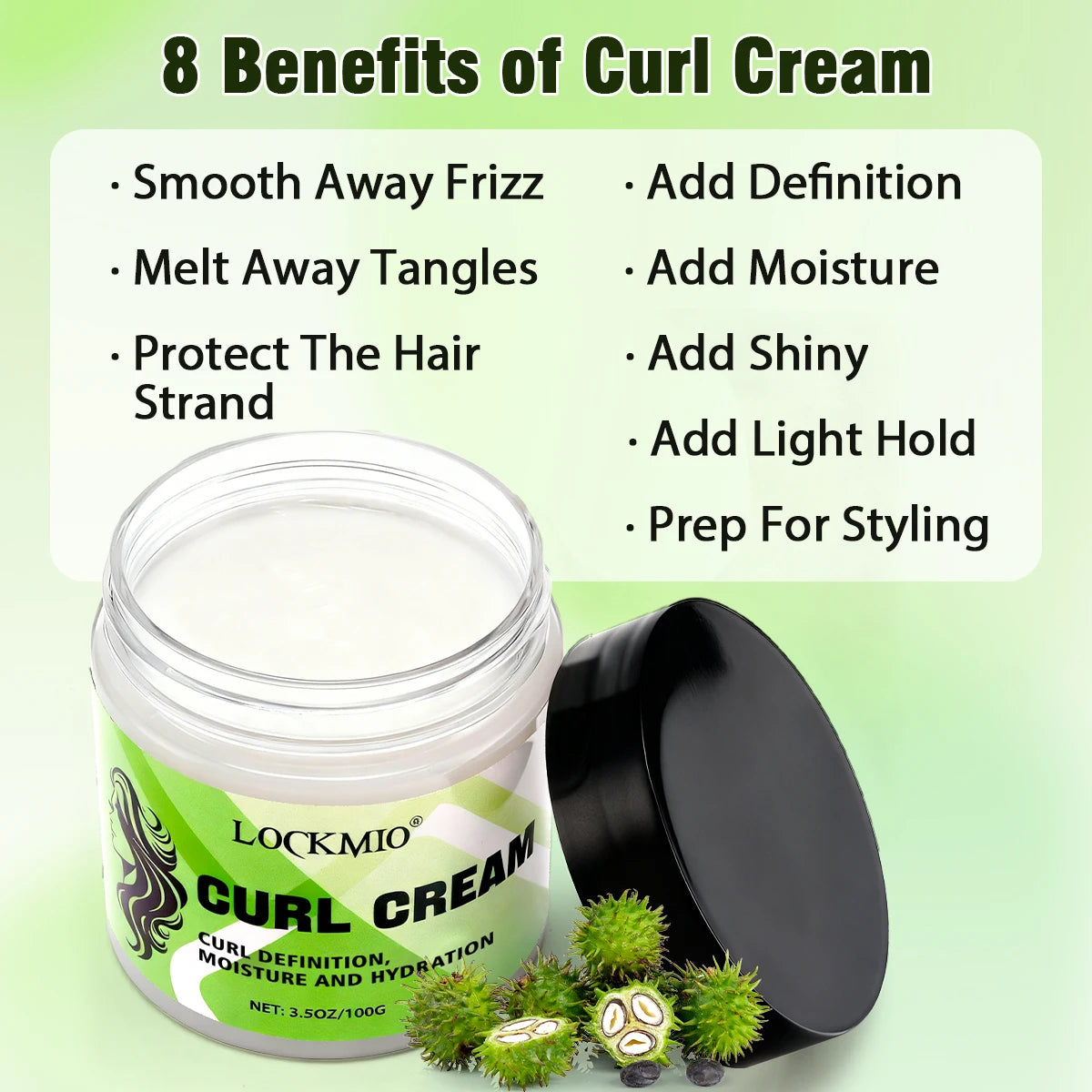 Black Castor Oil Hair Curl Cream Moisturizing Frizz Control 100g