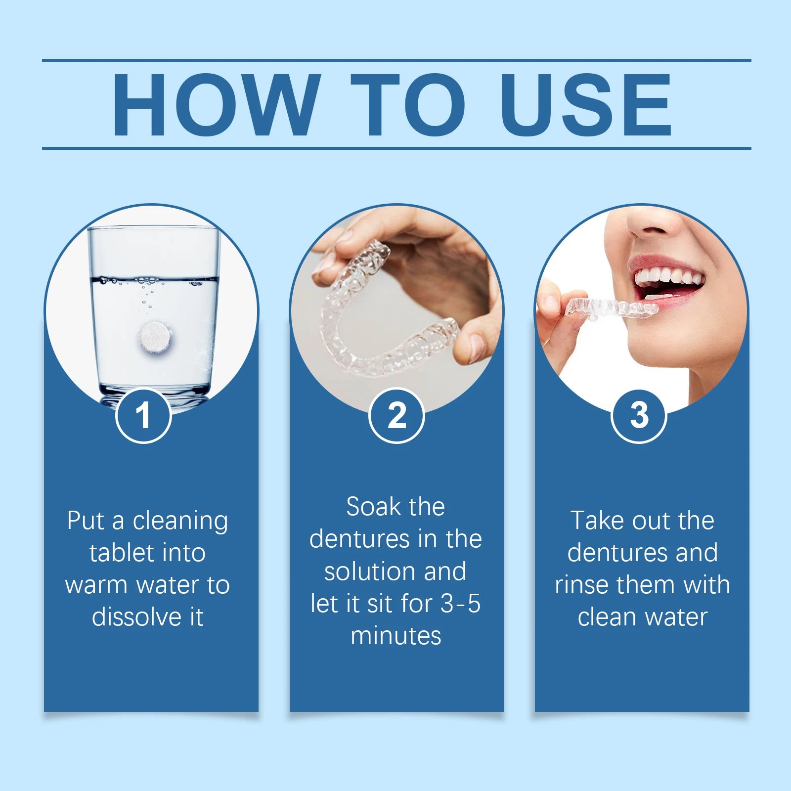 Effervescent Denture Cleaning Tablets for Freshness and Stain Removal - 12