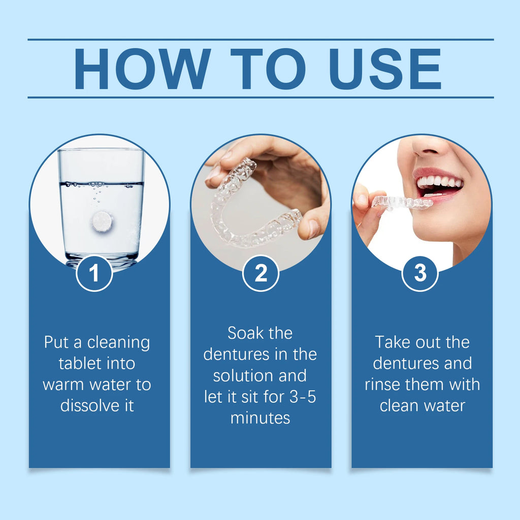 Effervescent Denture Cleaning Tablets for Freshness and Stain Removal