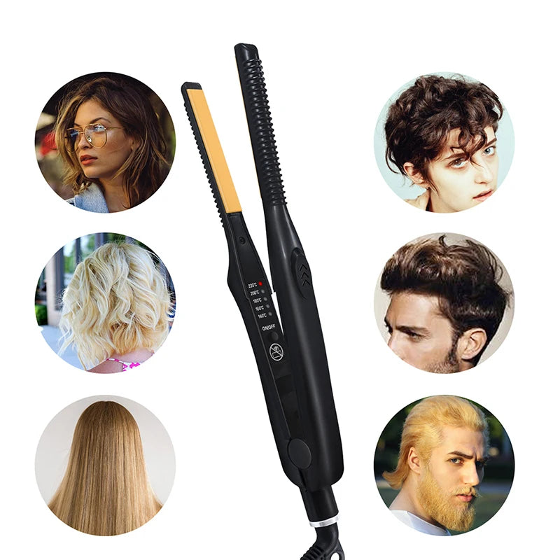 2-in-1 Ceramic Hair Straightener and Pencil Curler Iron