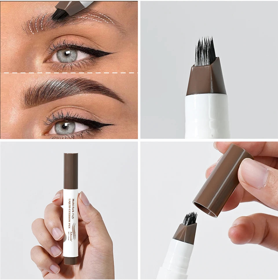 Waterproof Multi-Fork Liquid Eyebrow Pen for Natural Brows