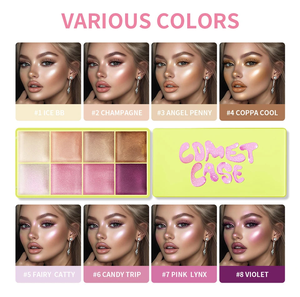 8-Color Cream Highlighter and Contouring Palette - 13