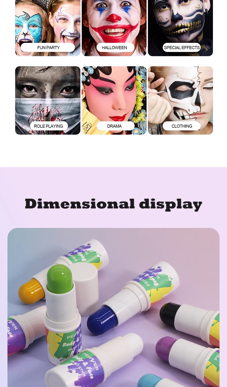 Peiwen Face and Body Paint Stick Waterproof Makeup for Parties