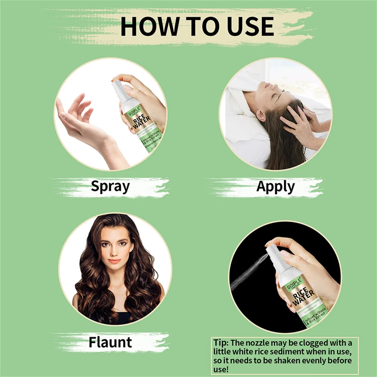 Goiple Rice Water Hair Growth Spray for Damaged and Frizzy Hair 100ml - 5