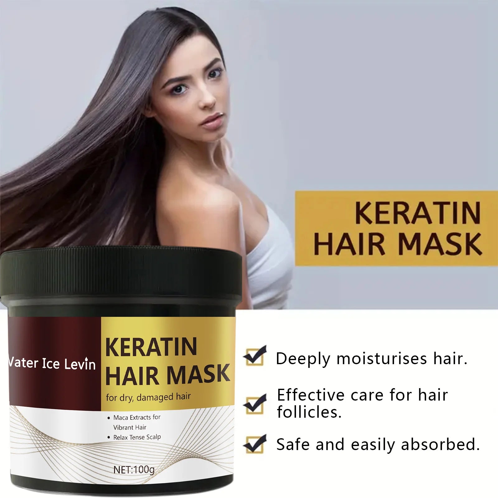 Keratin Hair Mask Deep Repair Conditioner for Dry and Damaged Hair 100g