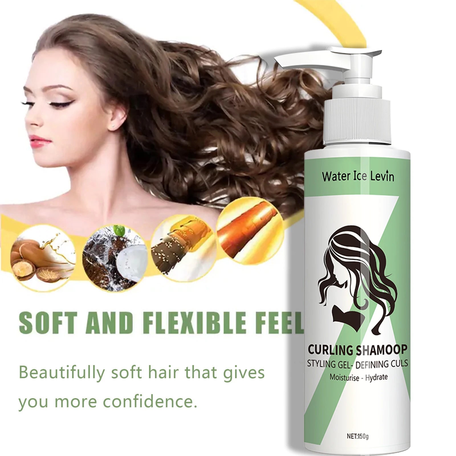Water Ice Levin 150g Green Tea Hydrating Hair Curl Defining Conditioner - 4