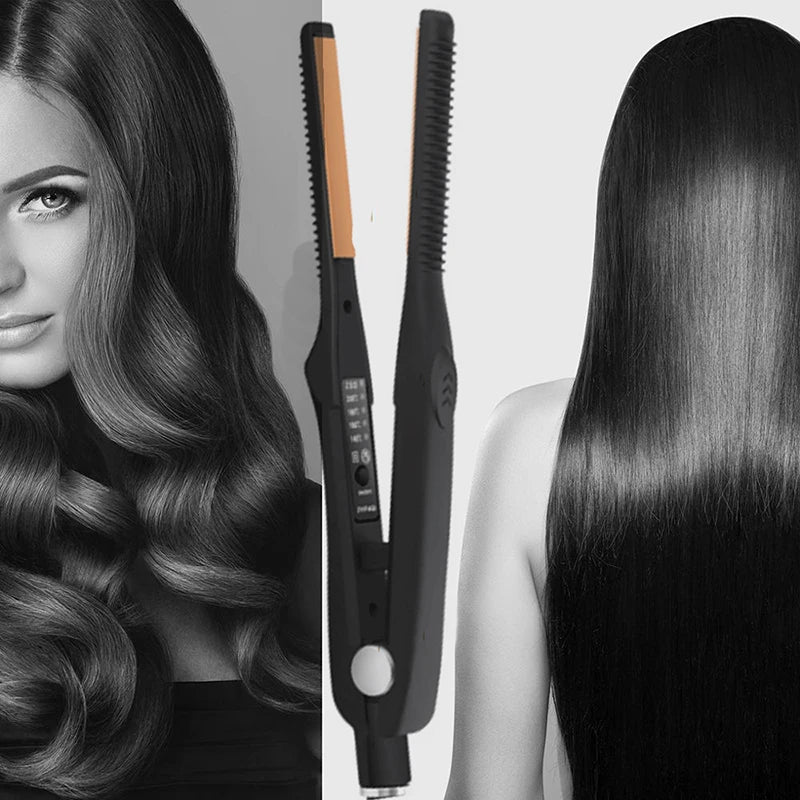 2-in-1 Ceramic Hair Straightener and Pencil Curler Iron