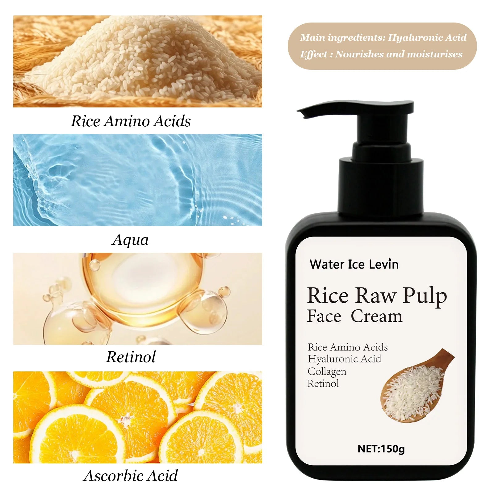 Water Ice Levin Rice Raw Pulp Face Cream Dark Spot Corrector Moisturizer - 2
