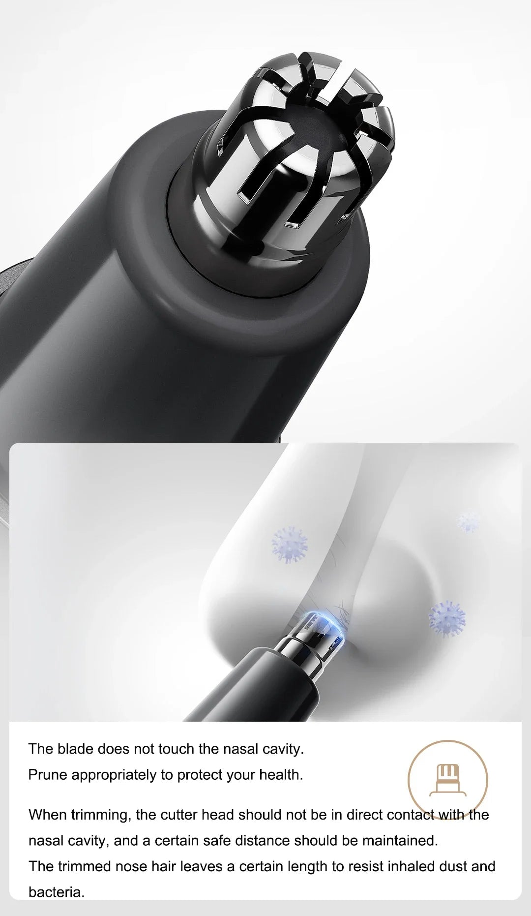 Mijia Electric Nose Hair Trimmer Rechargeable Painless Ear Grooming Tool - 9