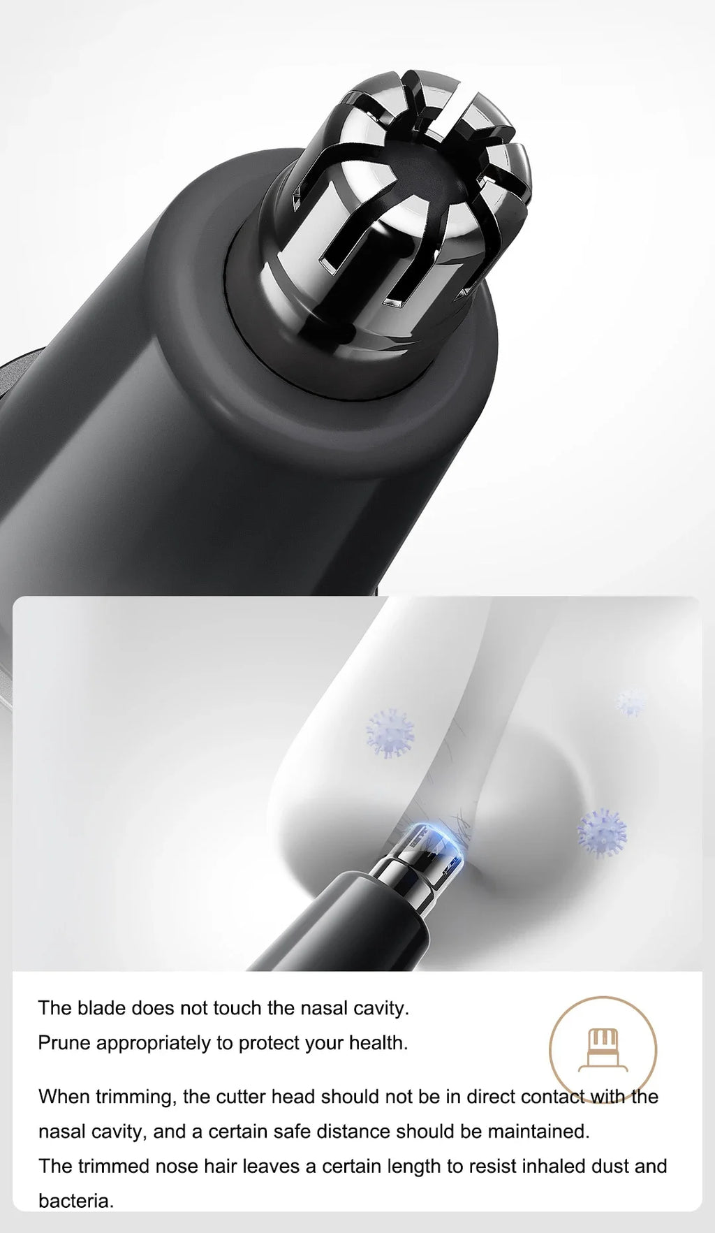 Mijia Electric Nose Hair Trimmer Rechargeable Painless Ear Grooming Tool