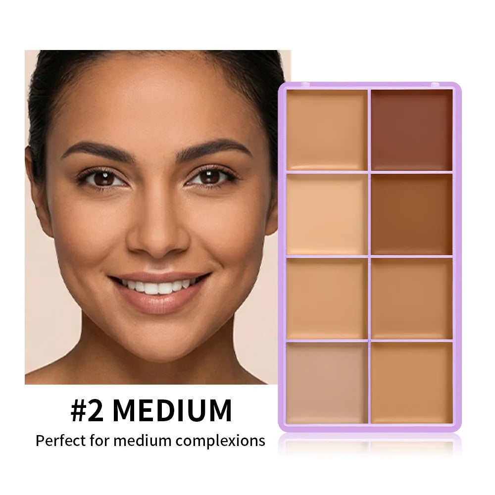 8-Shade Matte Cream Concealer Palette for Full Face Coverage - 20