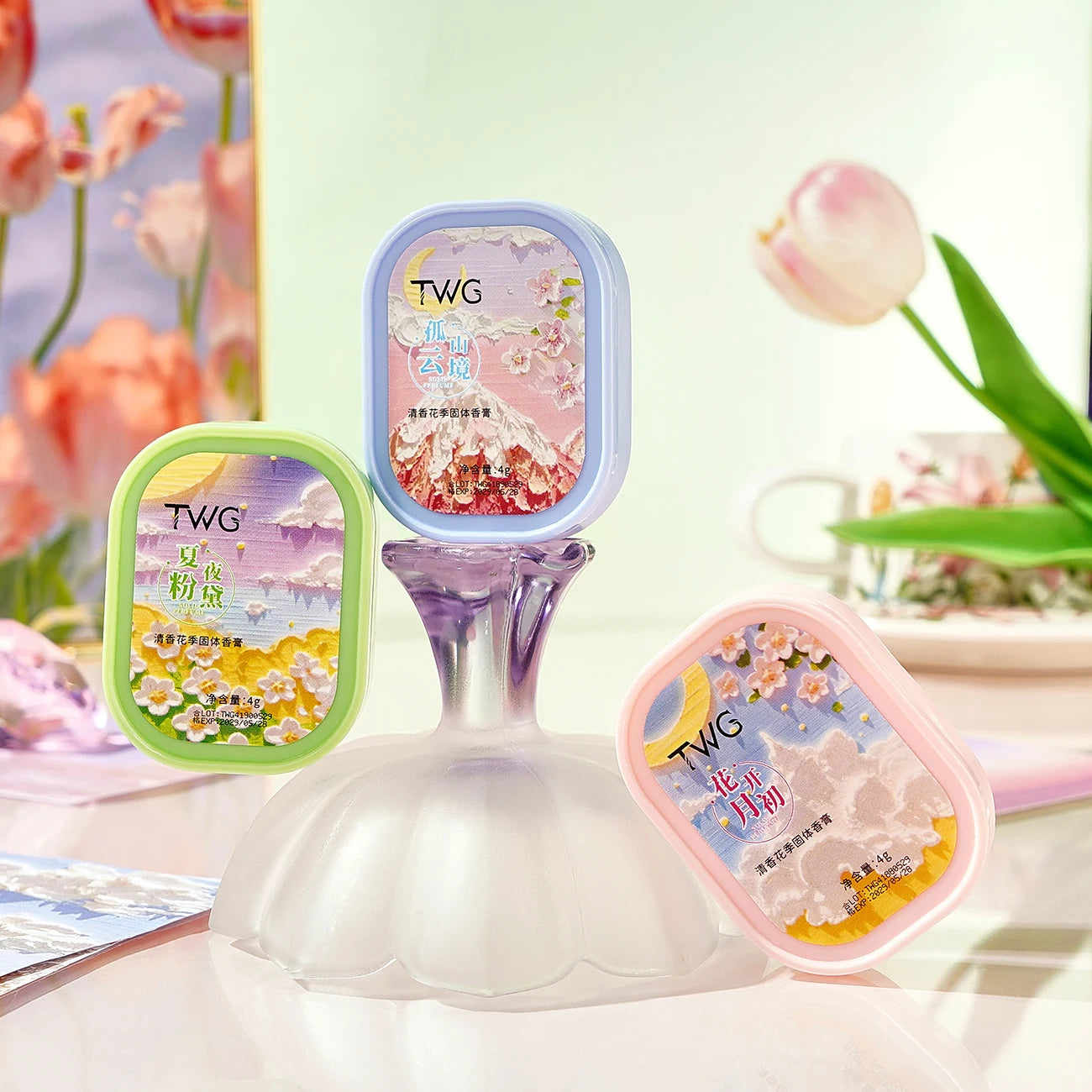 TWG Flower Season Solid Fragrance Set 3pc Portable Perfume Balm - 3