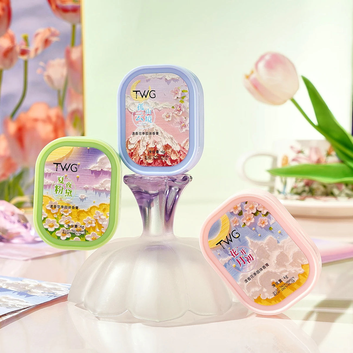 TWG Flower Season Solid Fragrance Set 3pc Portable Perfume Balm