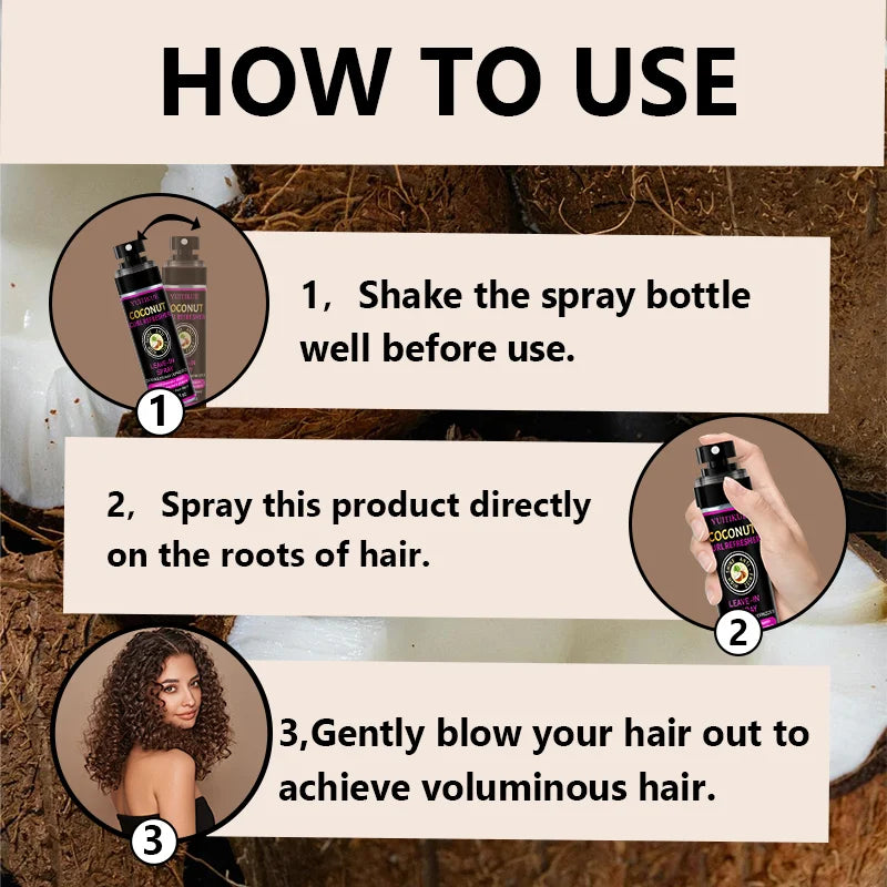 YUITIKUE Coconut Curl Refresher Spray Anti Frizz Detangling Hair Mist - 14