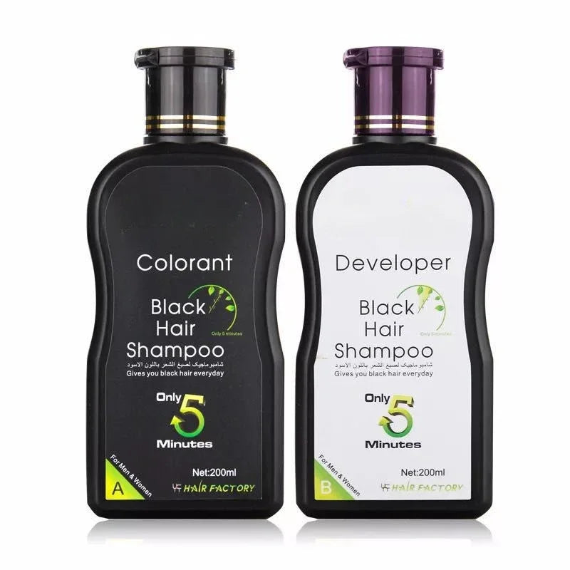 Dexe Black Hair Dye Shampoo Instant Natural Color Restorer 400ml - 2