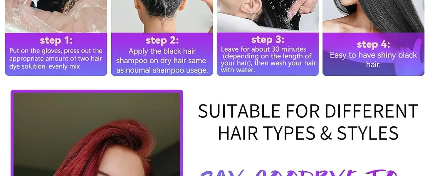 400ml 3 in 1 Hair Color Dye Shampoo for Gray Coverage - 11