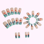 Goldfish Print French Tip Press On Nails Square False Nail Art Set
