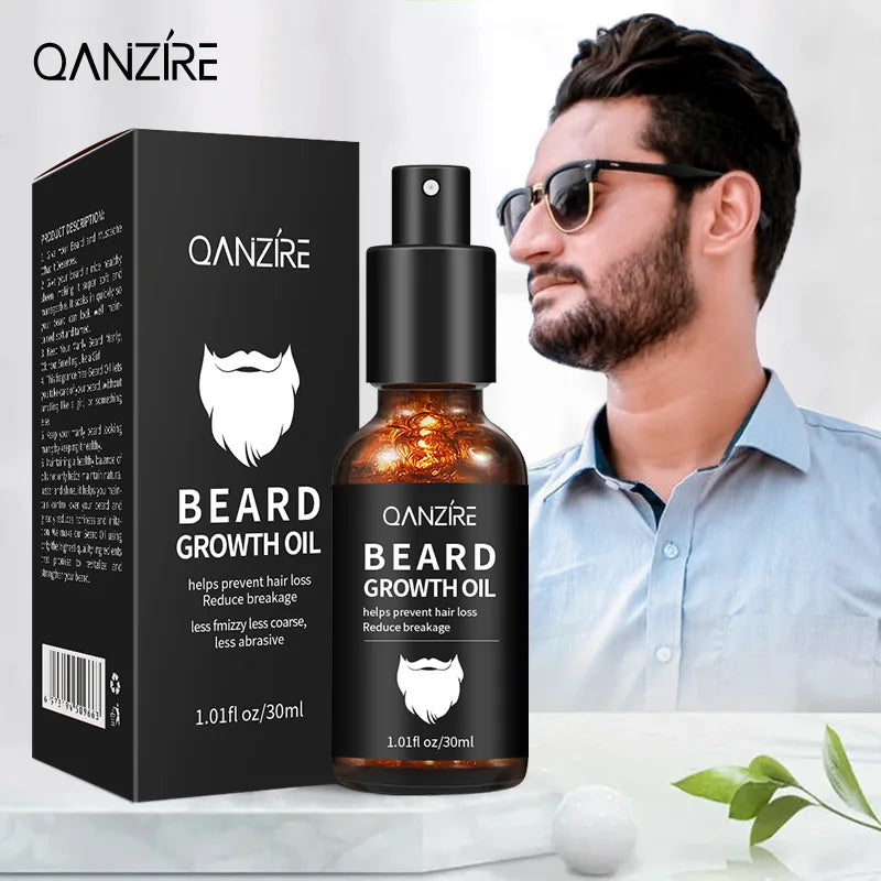 Qanzire Beard Growth Oil Natural Facial Hair Care and Grooming Serum - 1