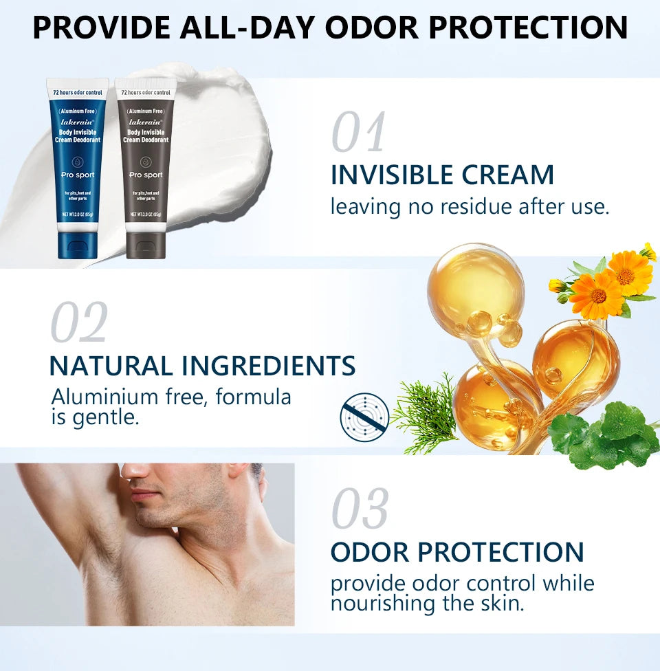 All-Day Invisible Body Deodorant Cream for Odor Control