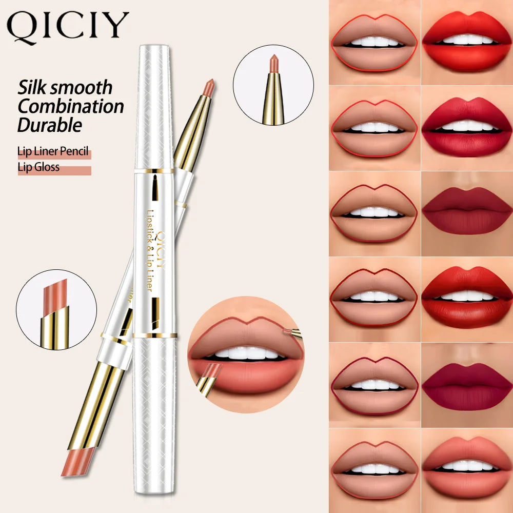 QICIY Dual Ended Lipstick and Lip Liner Long Lasting Waterproof Makeup